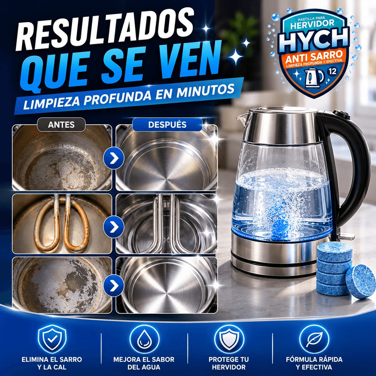 PACK 3 x 1 - PASTILLA HYCH® PARA HERVIDOR - ANTI SARRO (36 Pastillas)