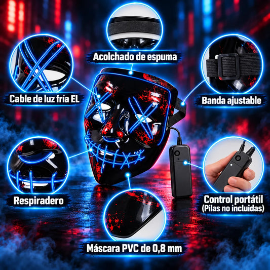 Máscara Dark Led - 4 Modos de Luz a un Botón