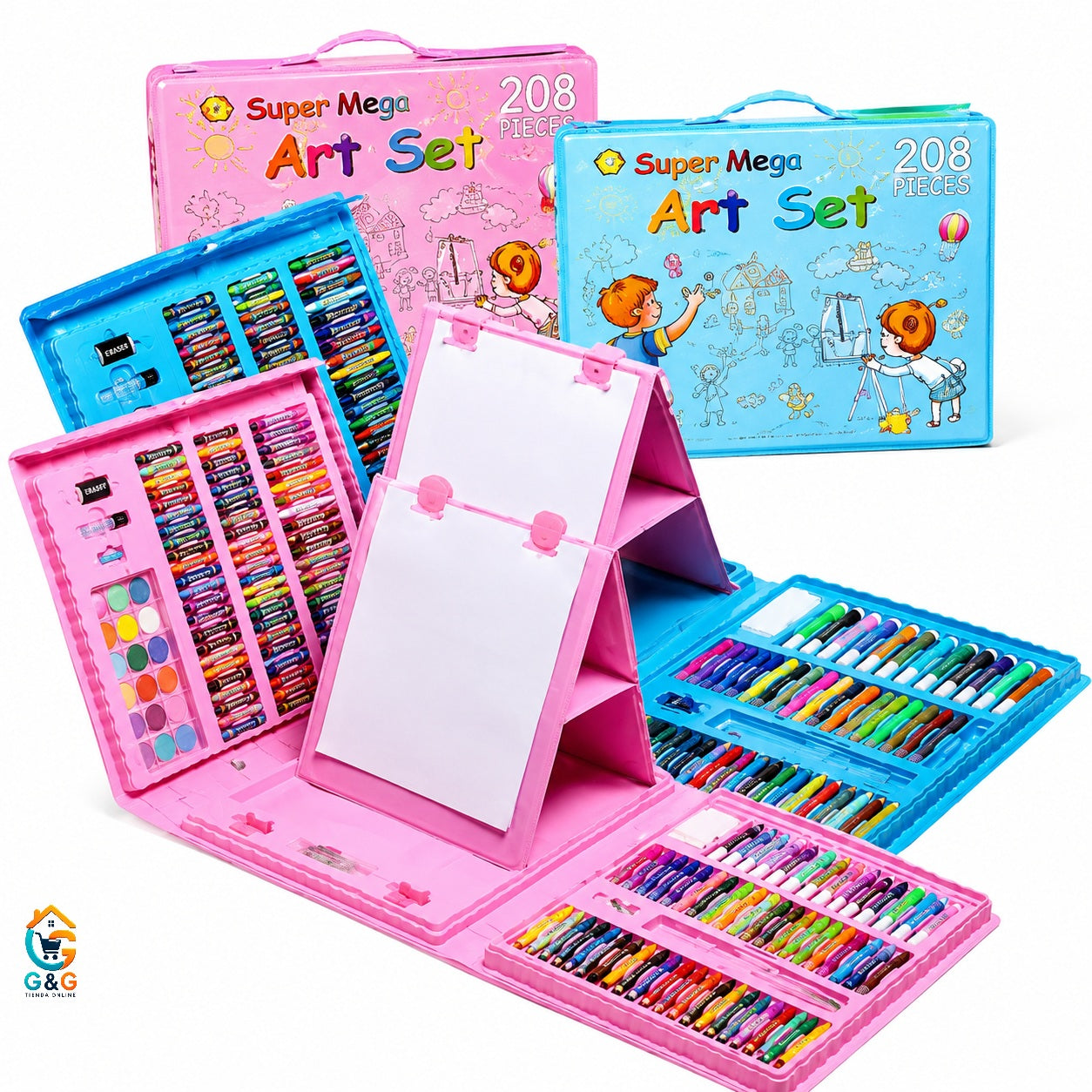 SET KIT DIBUJO NIÑOS 208 PIEZAS