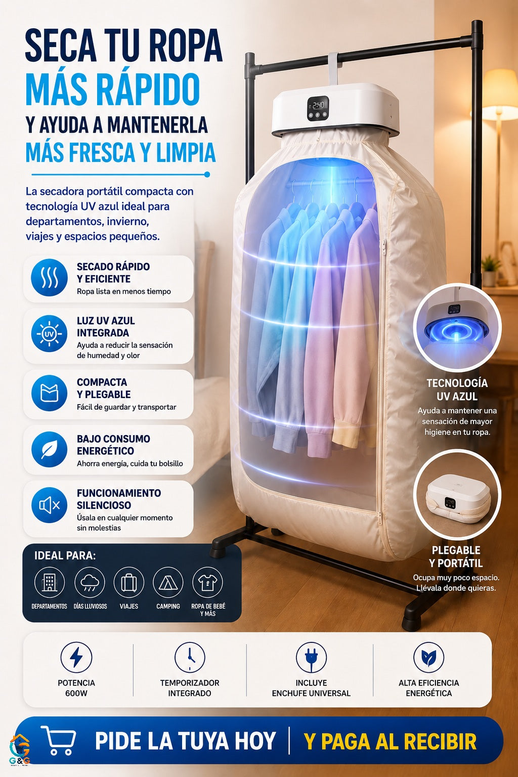Secadora Ropa Portatil