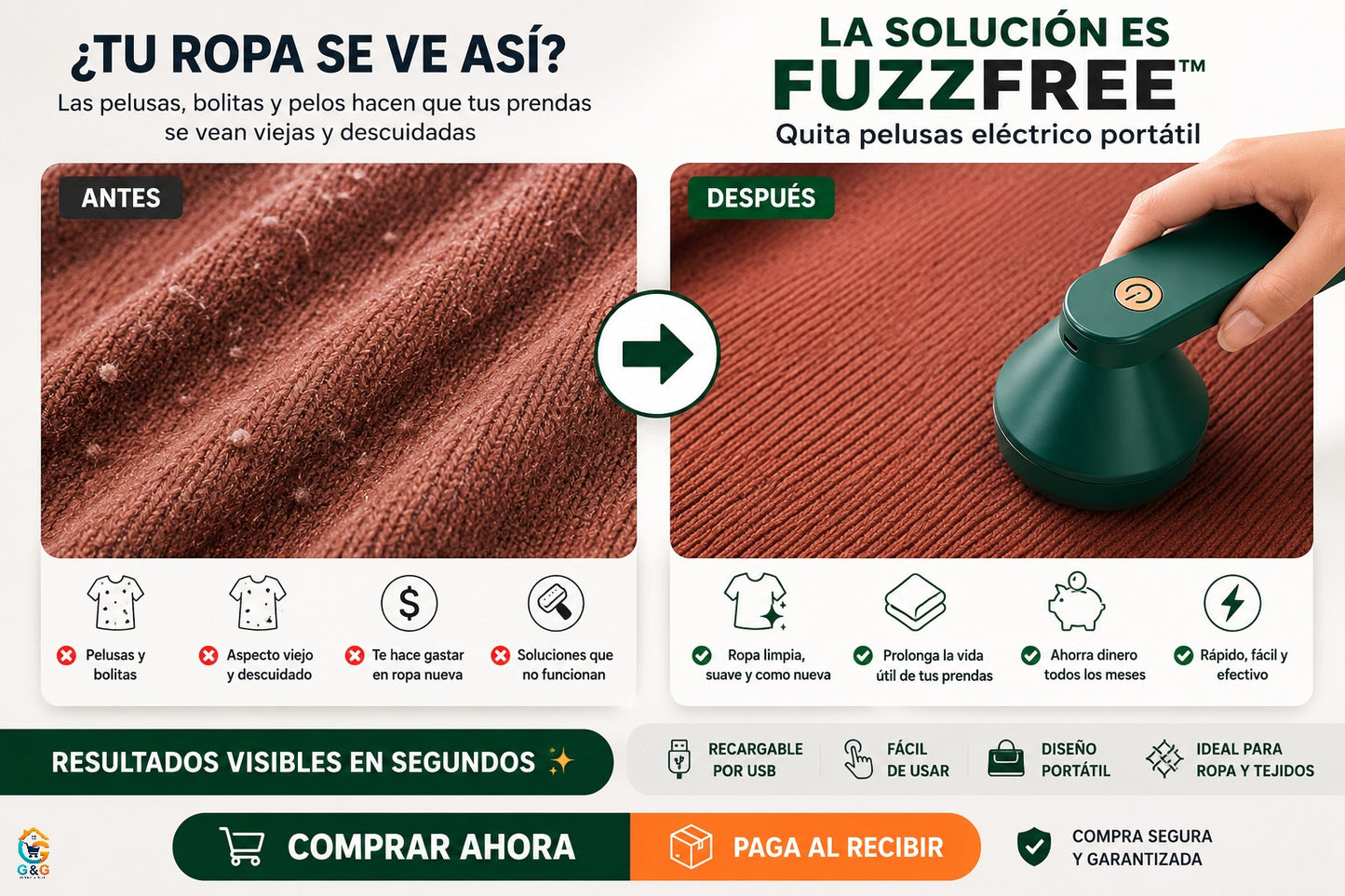 PACK QuitaPelusas Eléctrico + Cepillo a Vapor 3 en 1