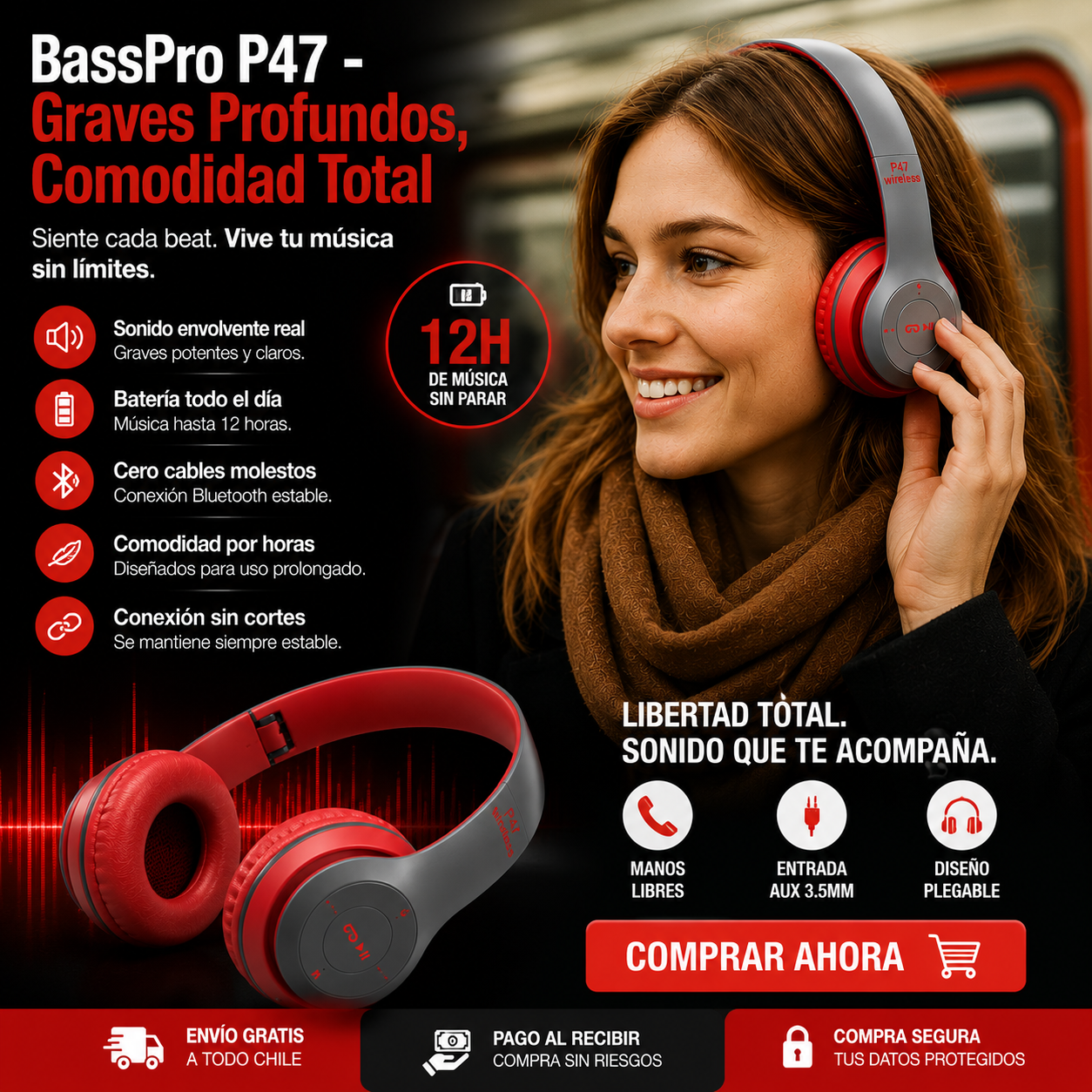 BassPro P47 - Graves Profundos, Comodidad Total