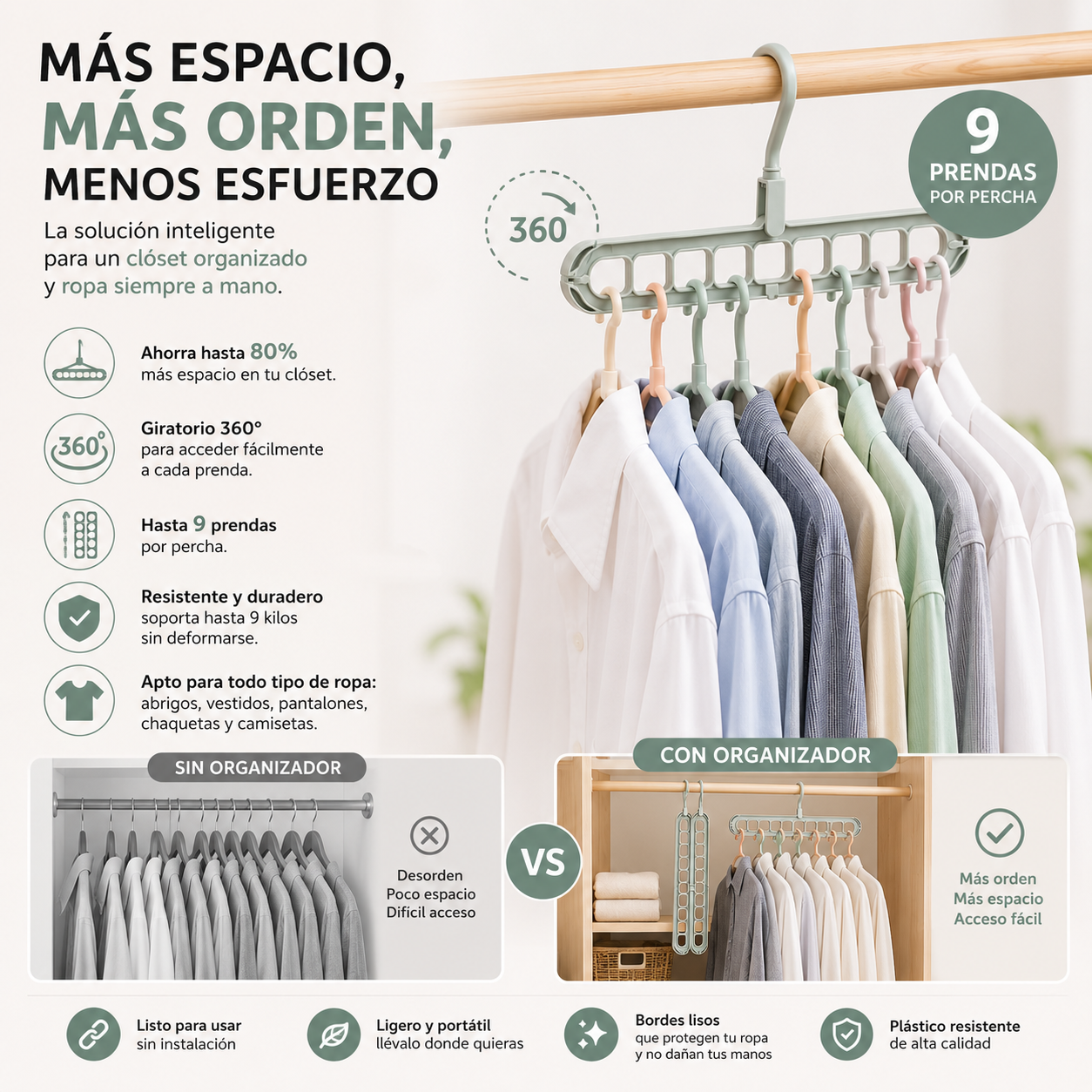 Set Perchas de Ropa 9 en 1