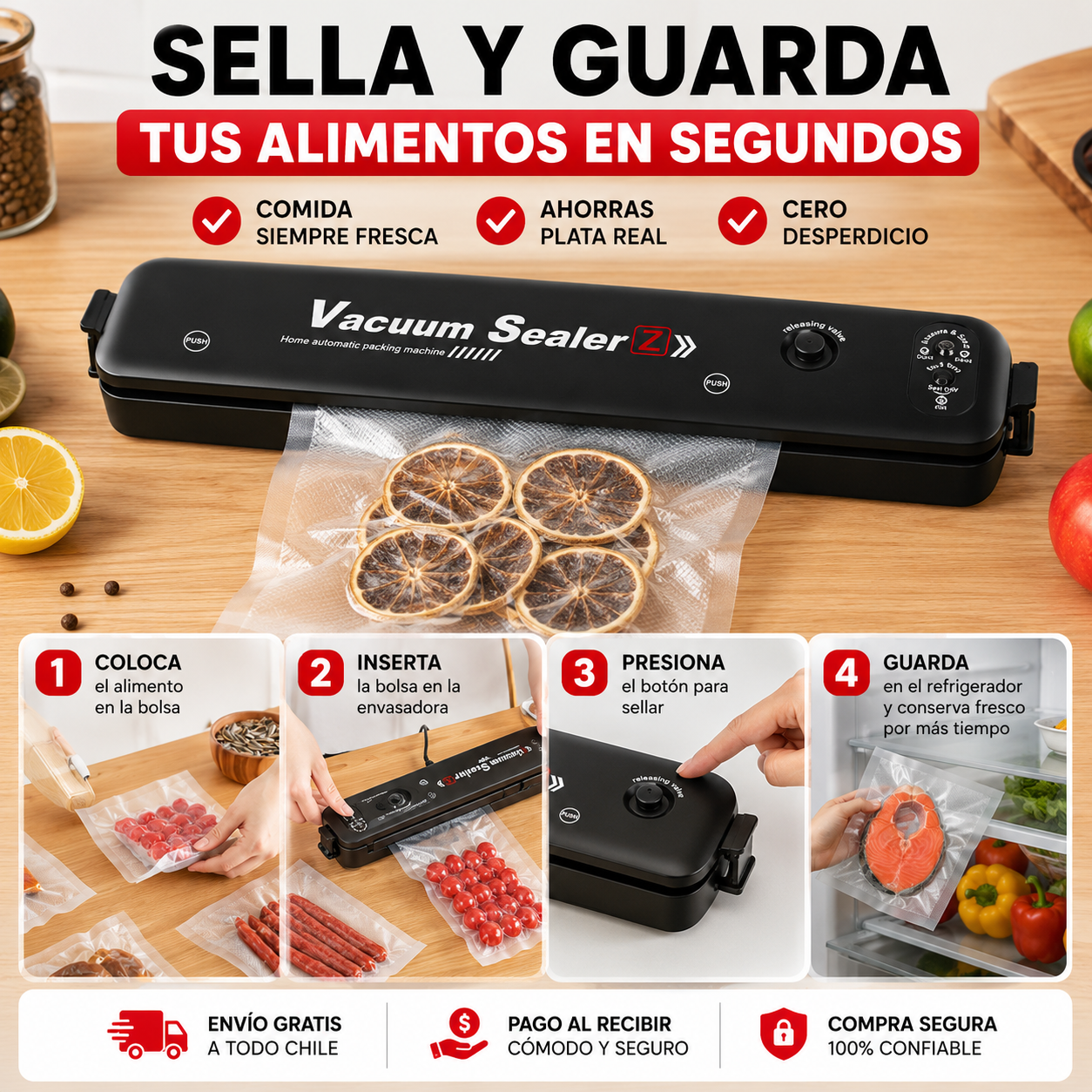 Vacuum Sealer - Sella y guarda tus alimentos en segundos