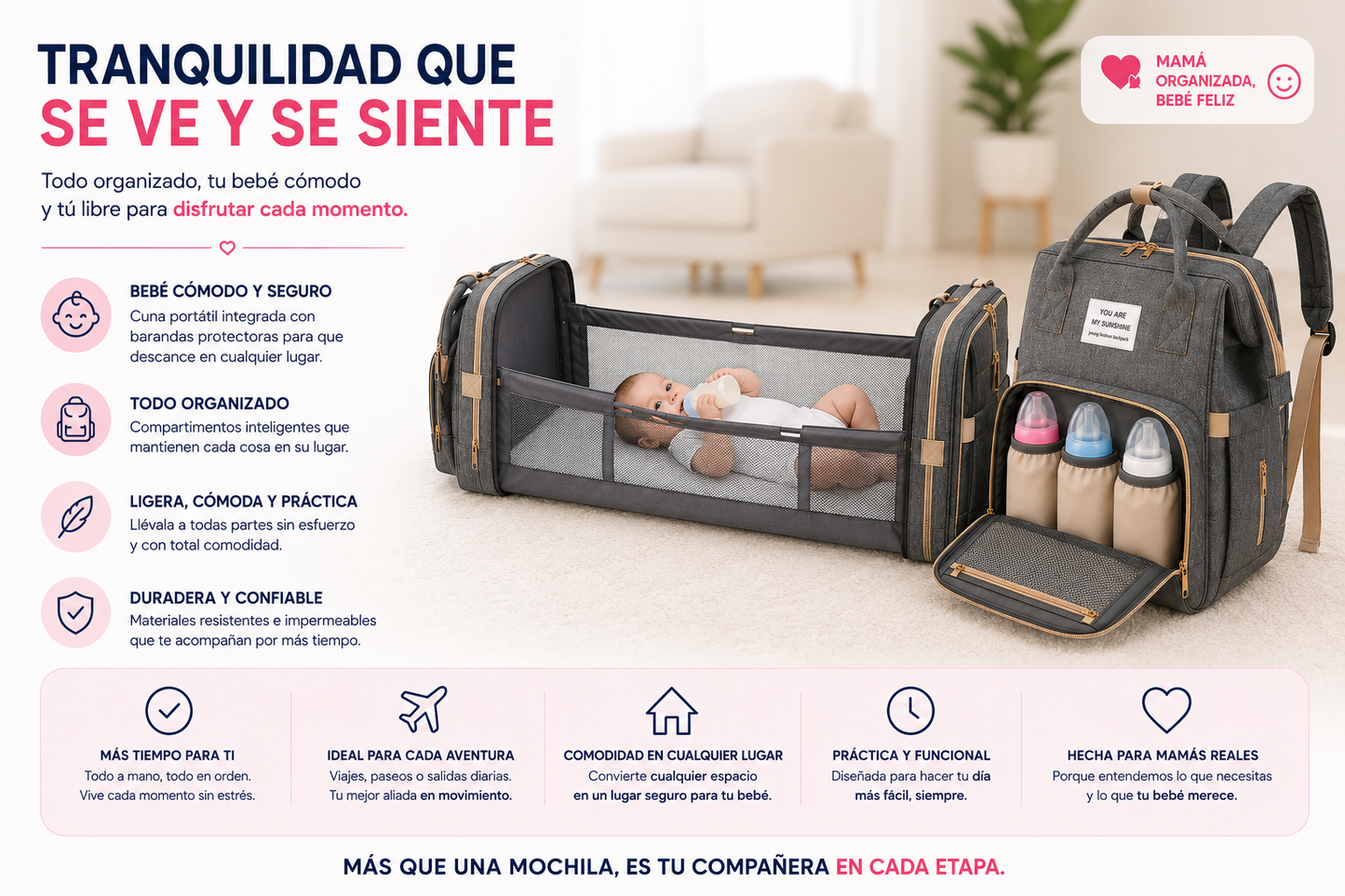 Bolso 2 en 1 (Mochila-Mudador)