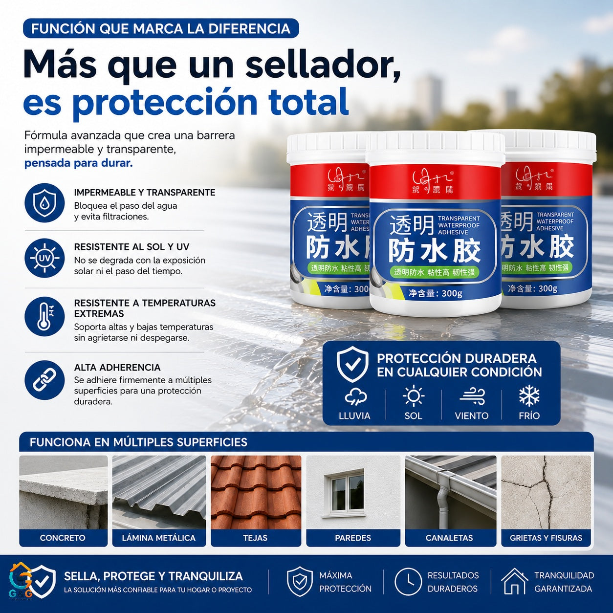 PACK 3 ADHESIVO SELLADOR TRANSPARENTE TAPA GOTERA