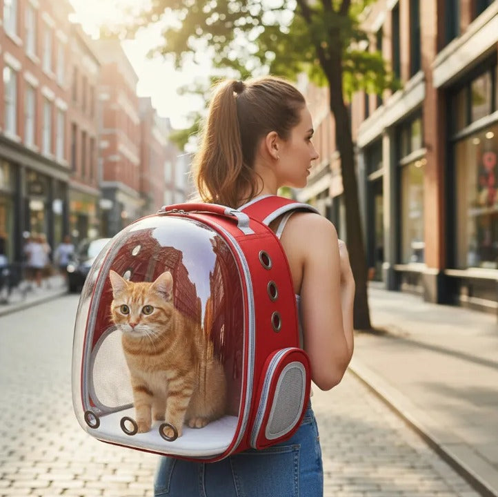 Mochila Transportadora Mascotas Rojo