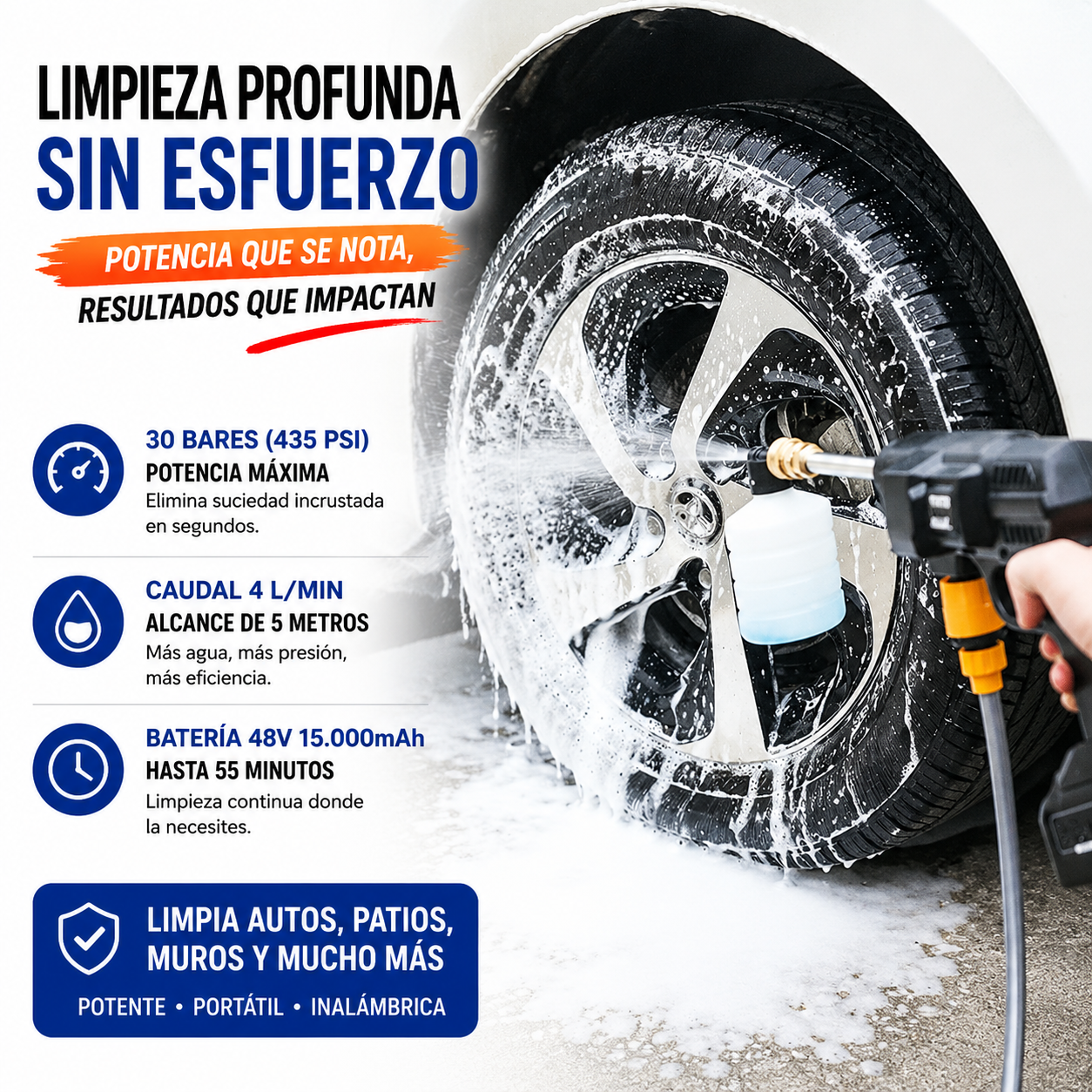 HydroShot Pro - Limpia a fondo sin cables ni mangueras fijas