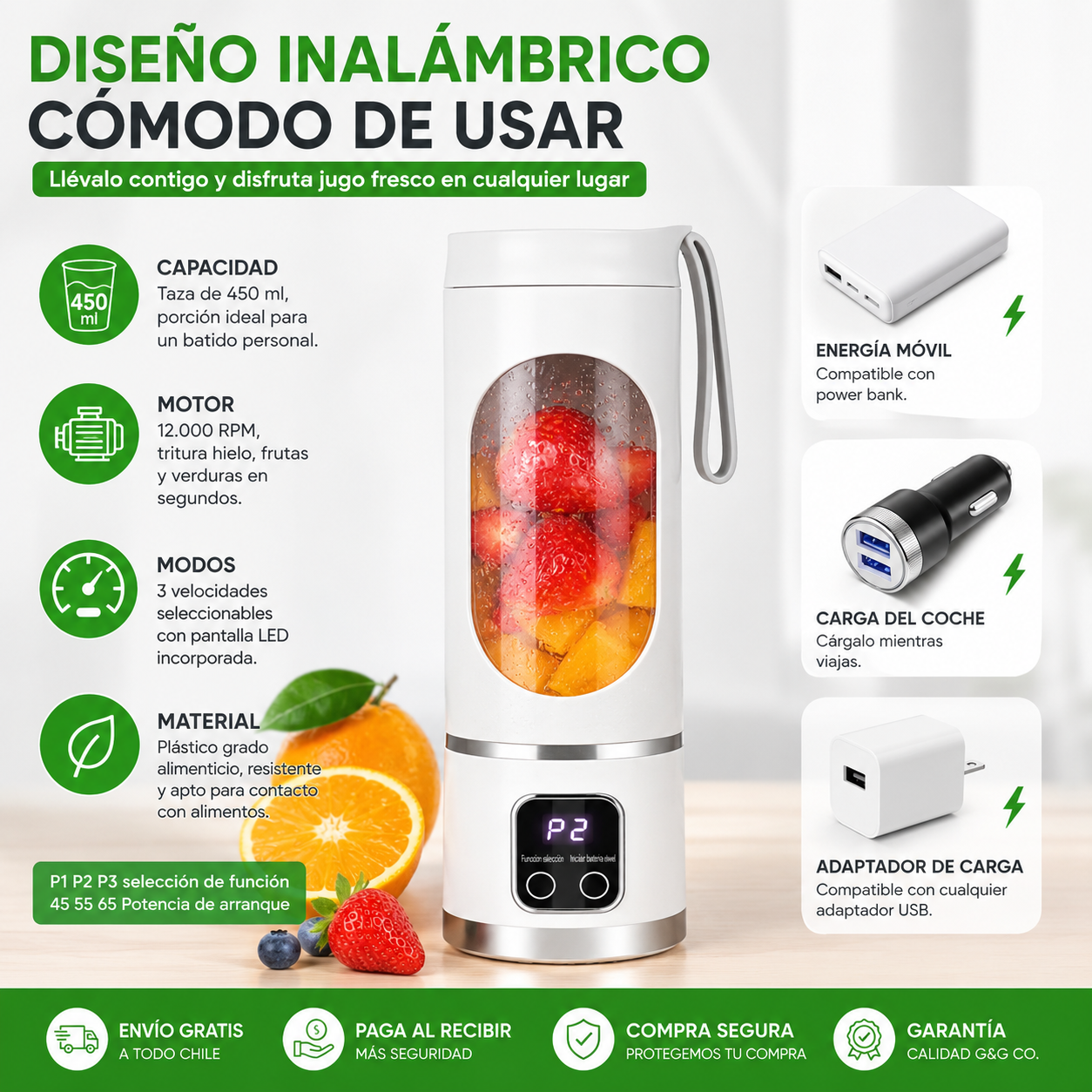 NutriShot Pro - Batidos y smoothies listos al instante, sin cables