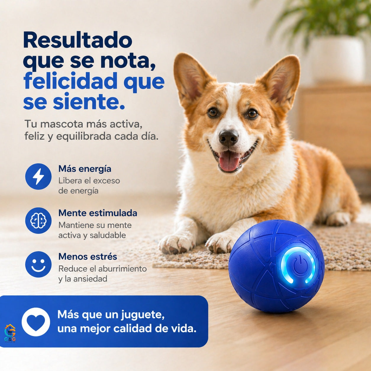 PELOTA INTELIGENTE INTERACTIVA PARA PERROS Y GATOS (LED)