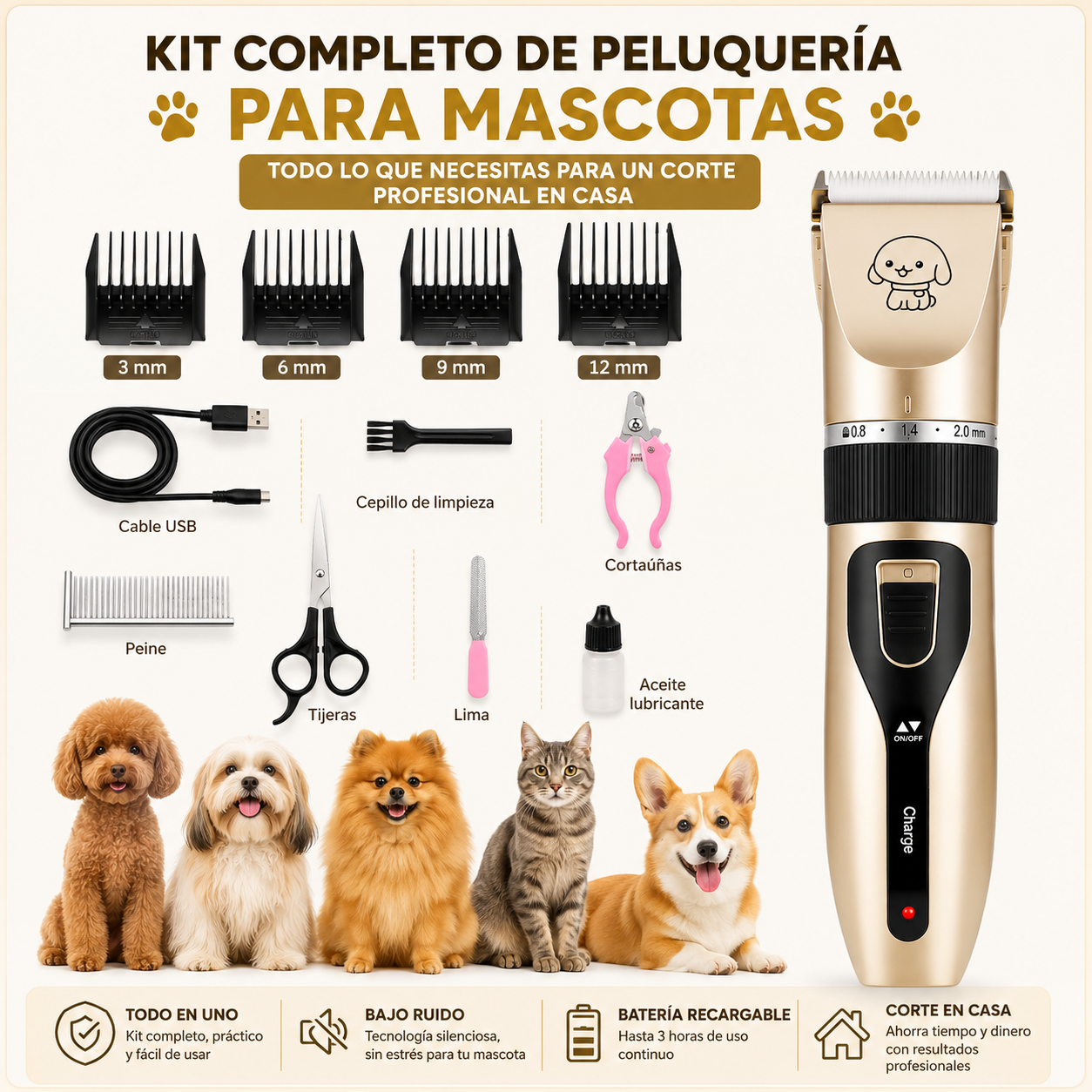 PawCut Pro - Corta el pelo de tu mascota en casa, sin estrés ni peluquería