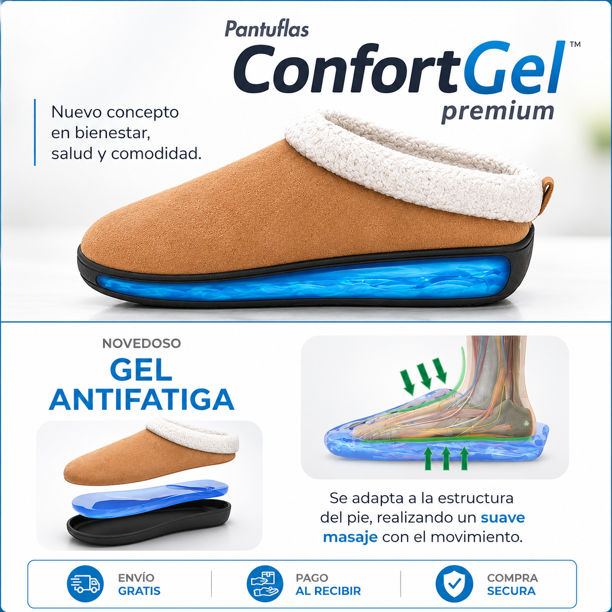 Confort Gel Premium - Pantuflas de Descanso