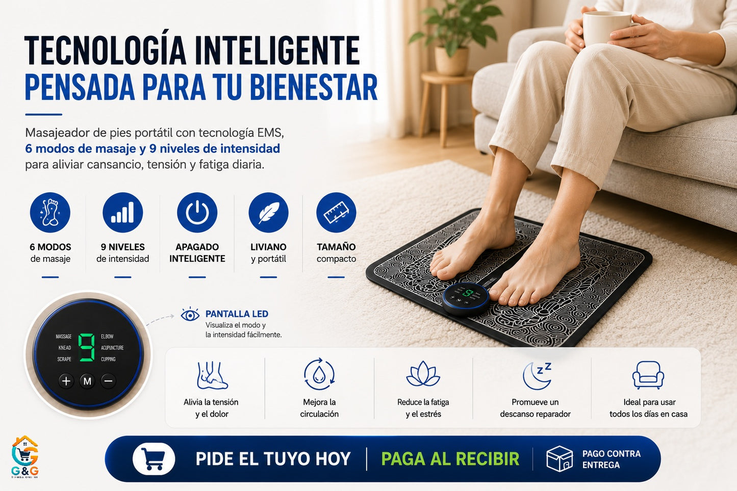MASAJEADOR DE PIES Inteligente y Portátil + (REGALO)
