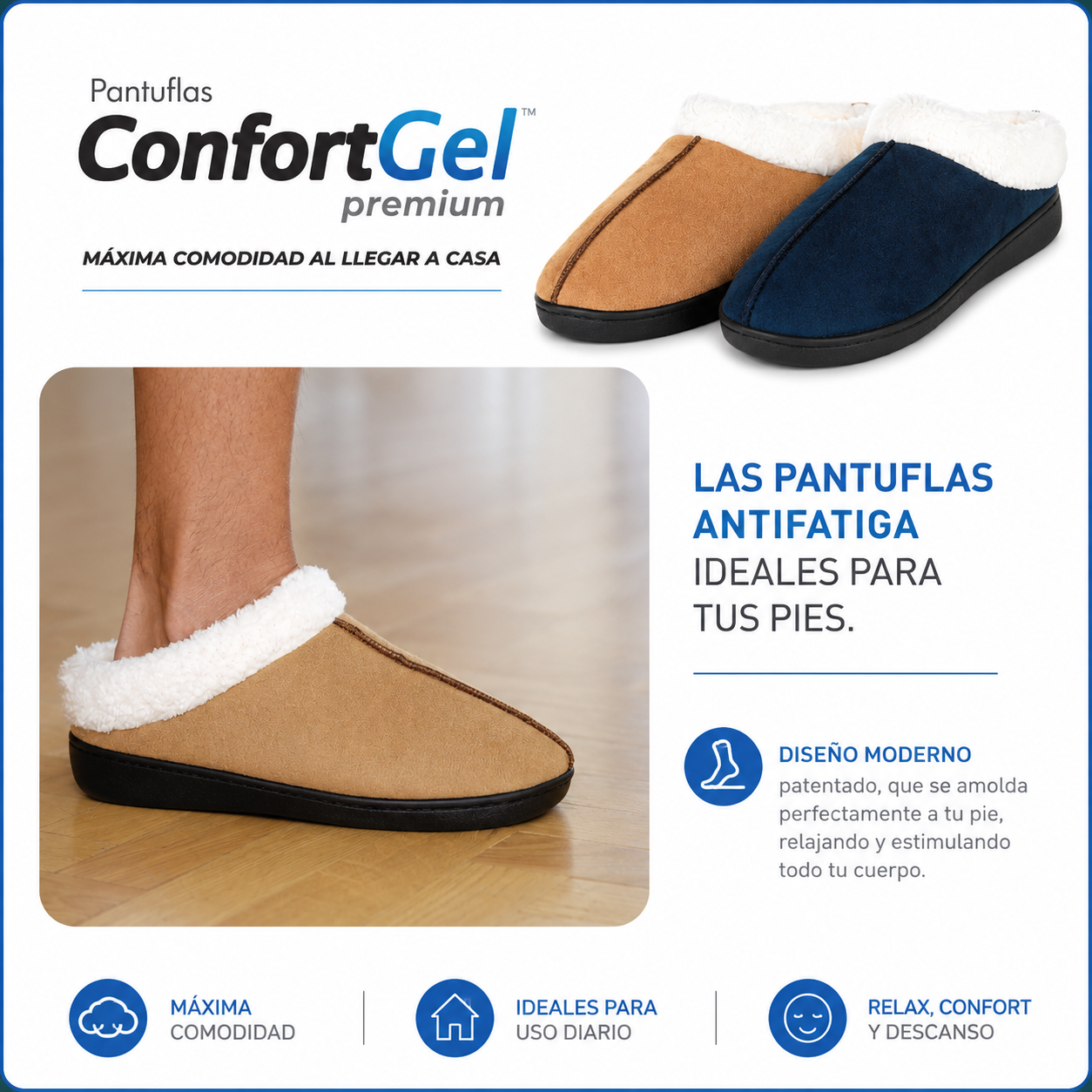 Confort Gel Premium - Pantuflas de Descanso