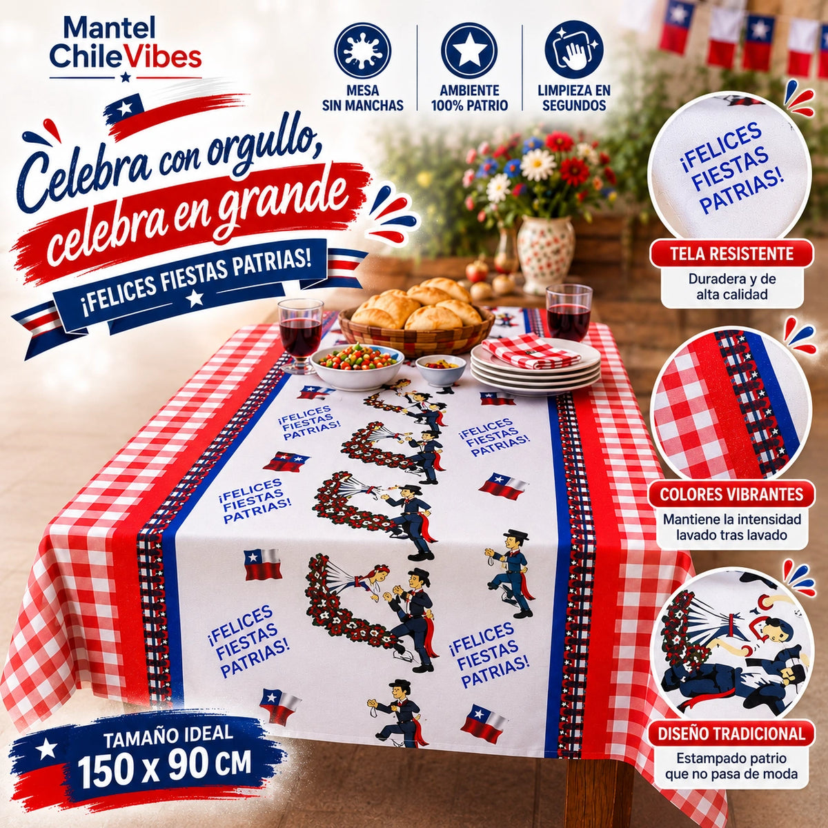 Mantel ChileVibes 2x1 - Resiste Manchas, Luce Como Nuevo