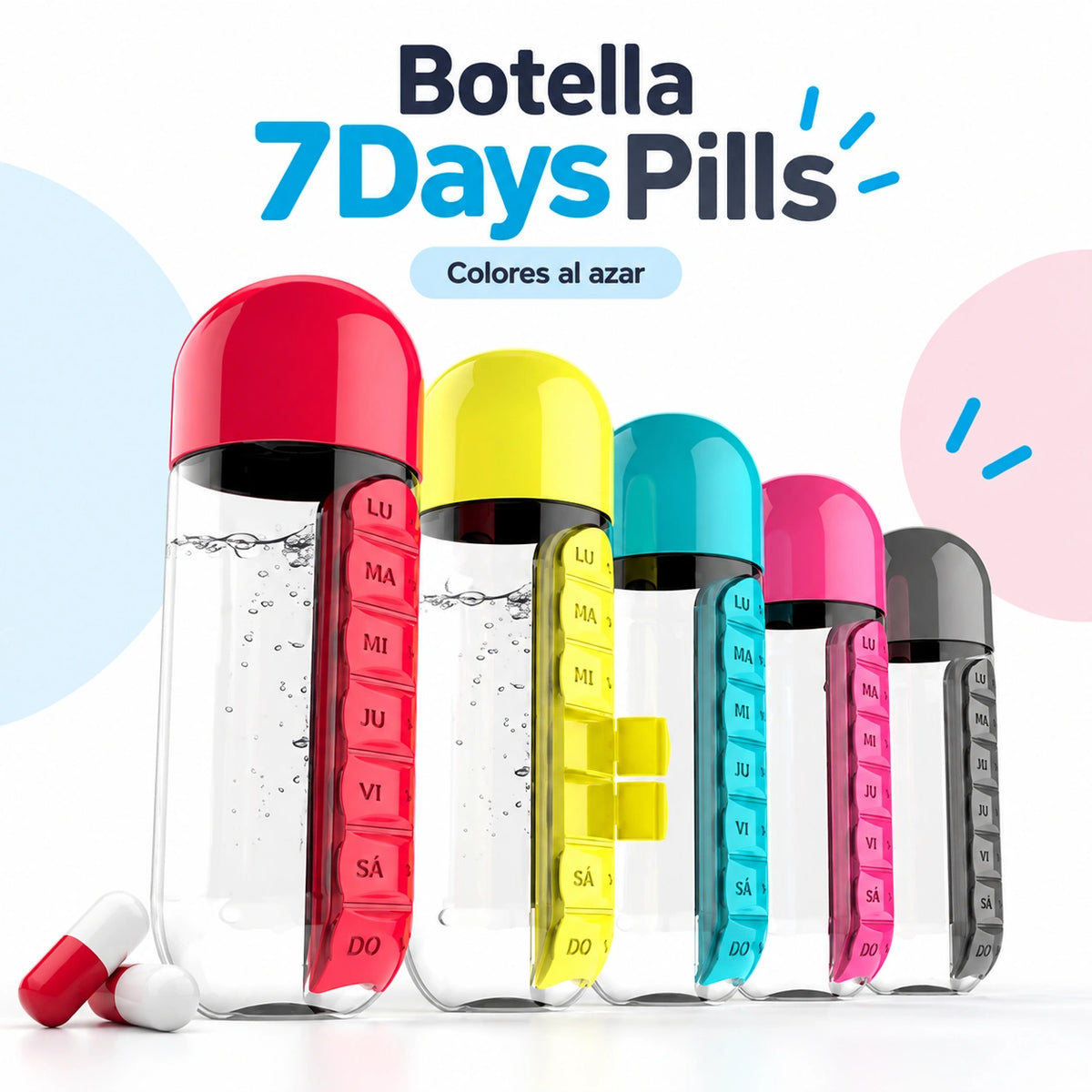 Botella 7Days Pills - Hidratación y Dosis Sin Olvidos
