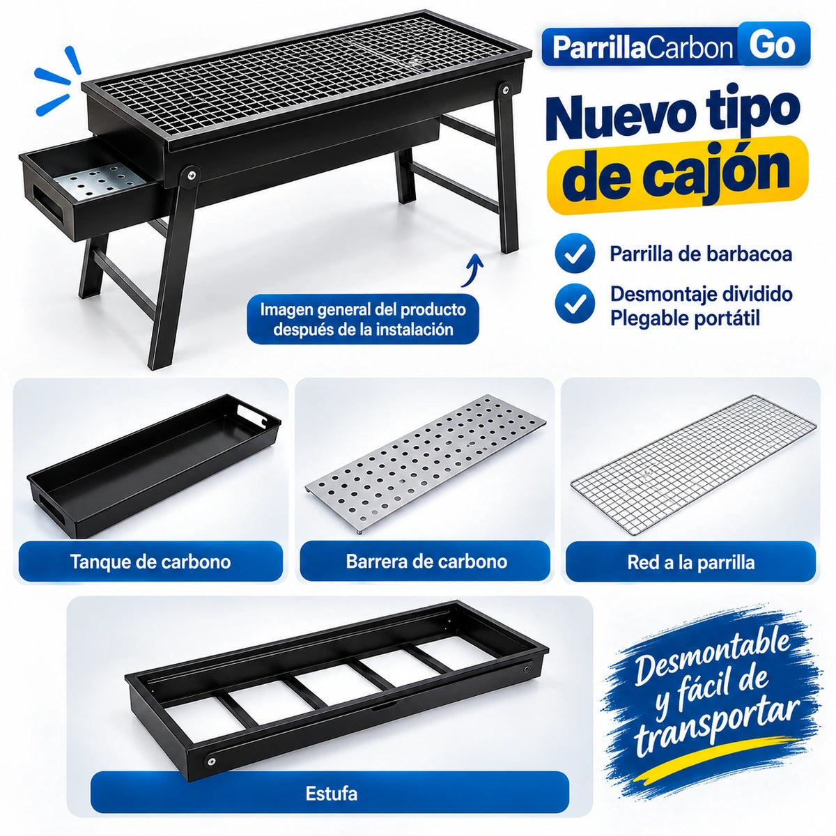 ParrillaCarbon Go - Se Arma, Se Guarda, Se Lleva