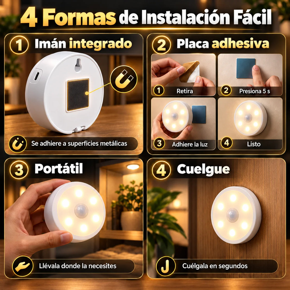 Pack 5 SensoLuz Pro - Luz Sin Cables ni Interruptor