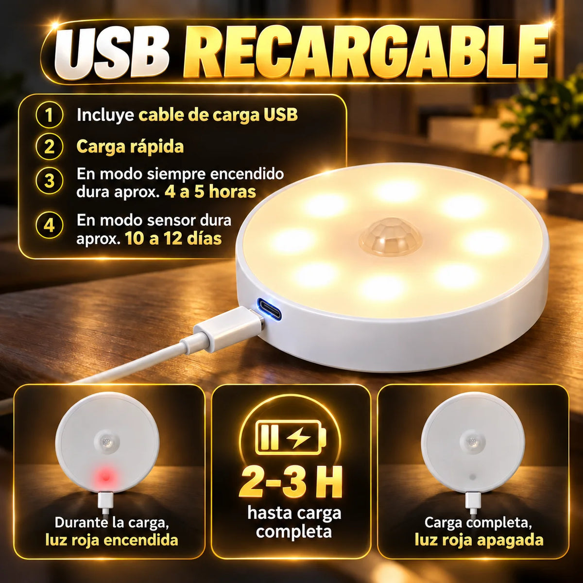Pack 5 SensoLuz Pro - Luz Sin Cables ni Interruptor