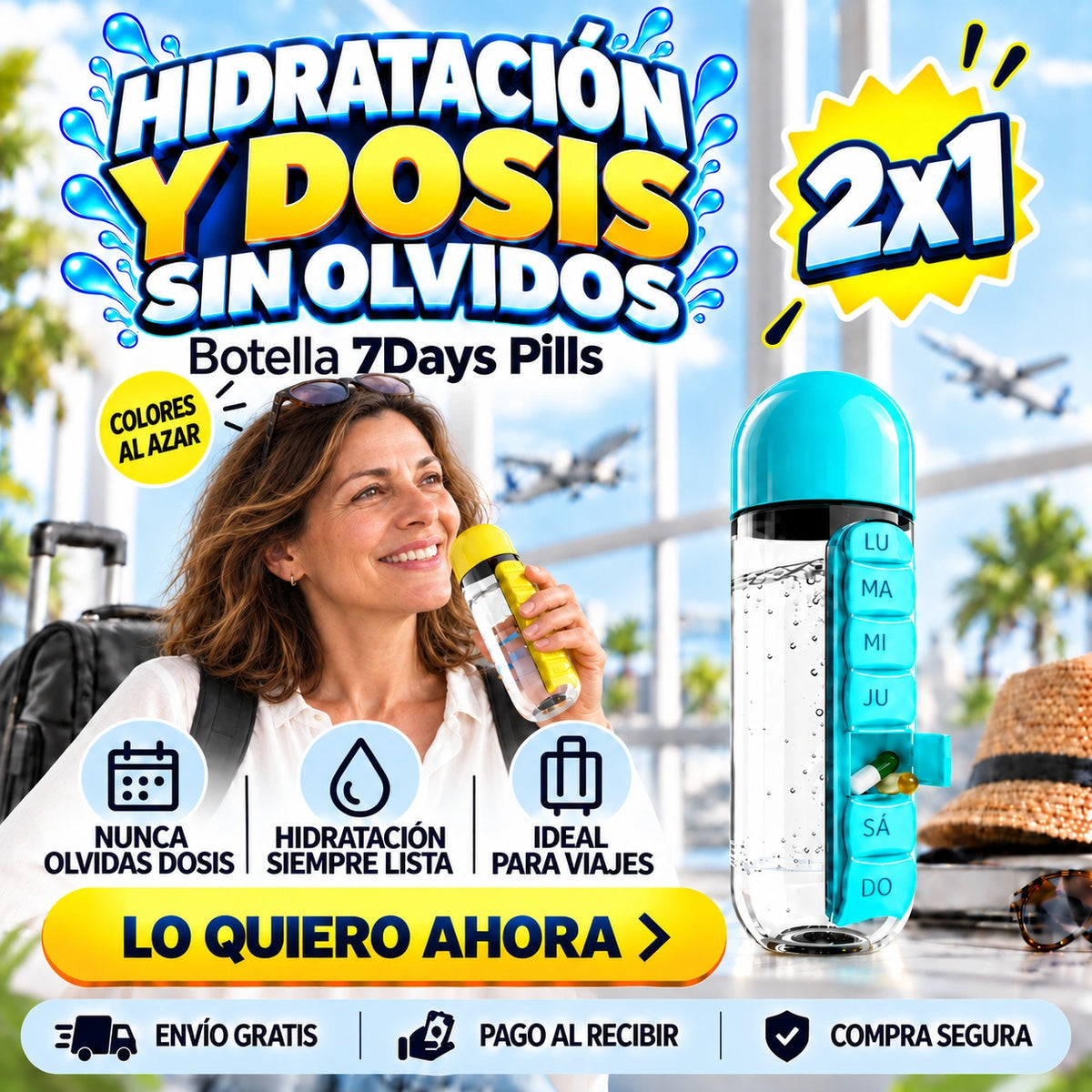 Botella 7Days Pills - Hidratación y Dosis Sin Olvidos