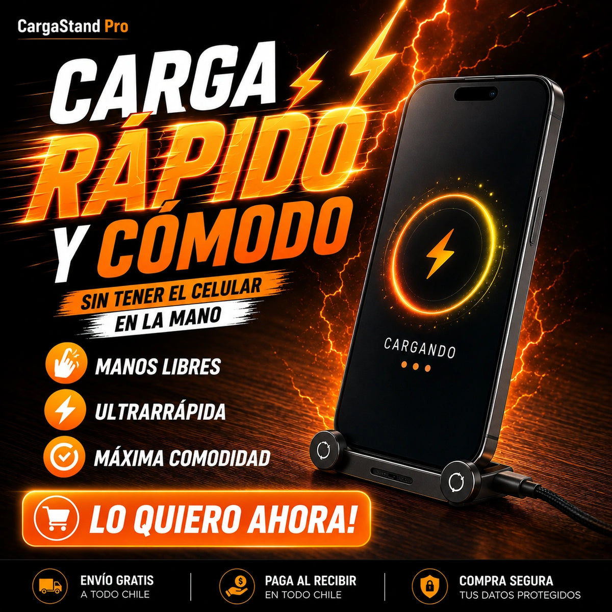 CargaStand Pro - Carga rápido y cómodo, sin tener el celular en la mano