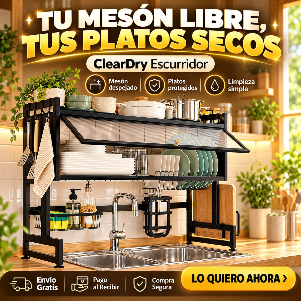 ClearDry Escurridor - Tu Mesón Libre, Tus Platos Secos