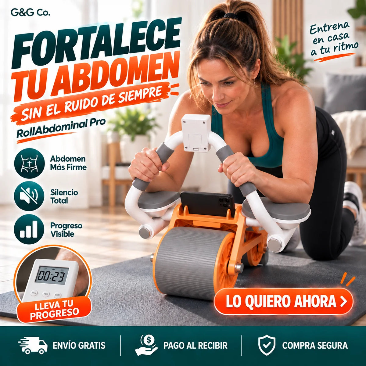 RollAbdominal Pro - Fortalece Abdomen sin Ruido