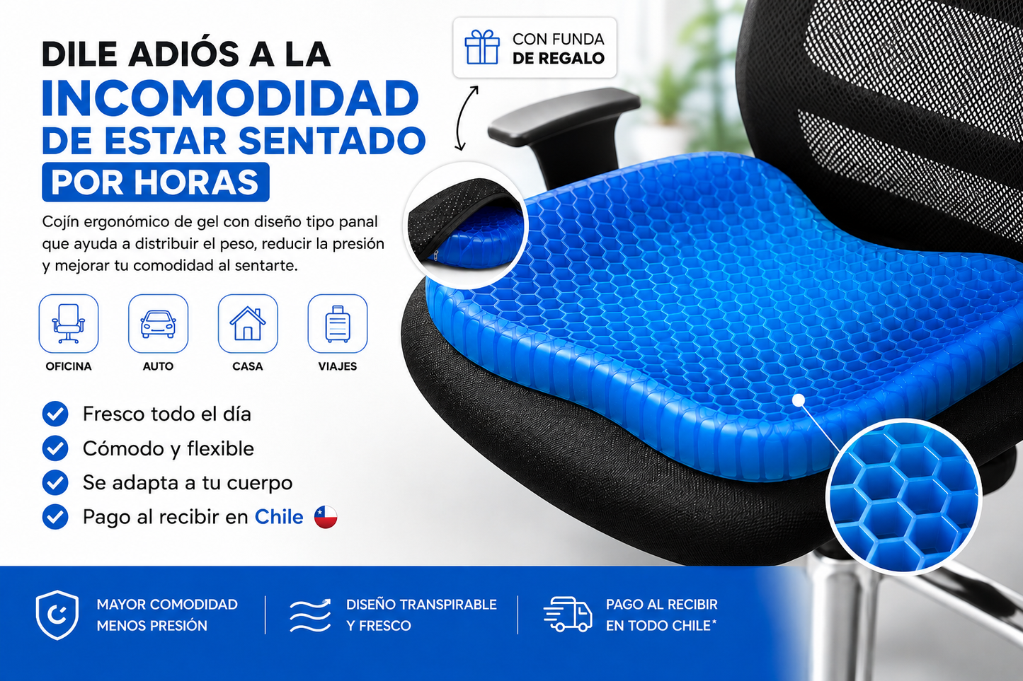 Cojín Gel Ergonómico (Soft Sitter) + Regalo