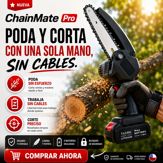 ChainMate Pro — Poda y corta con una sola mano, sin cables