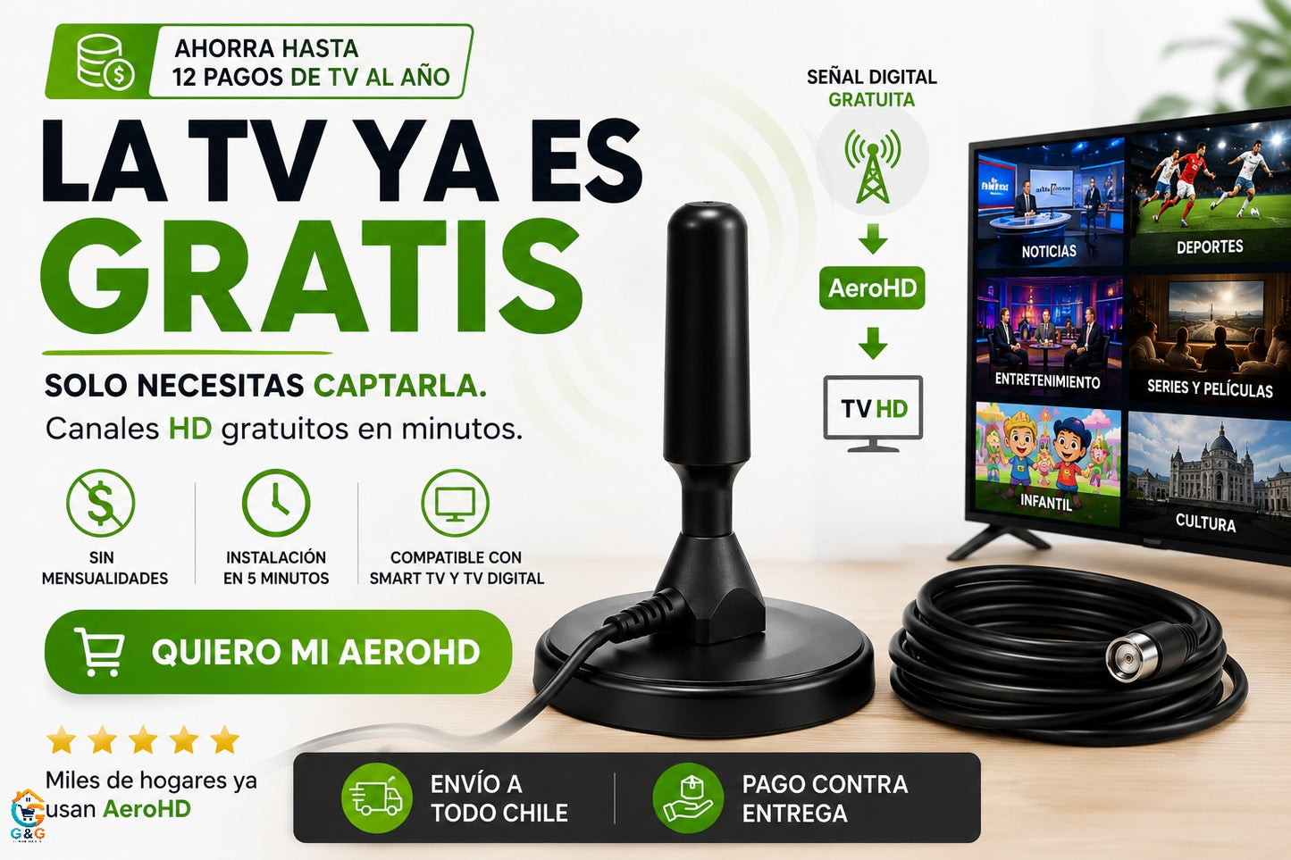 AeroHD – Capta canales HD gratis con solo conectarla