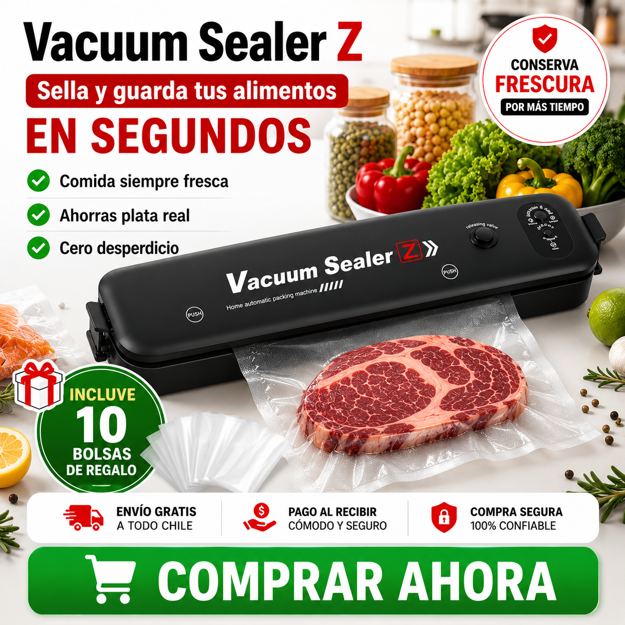 Vacuum Sealer - Sella y guarda tus alimentos en segundos