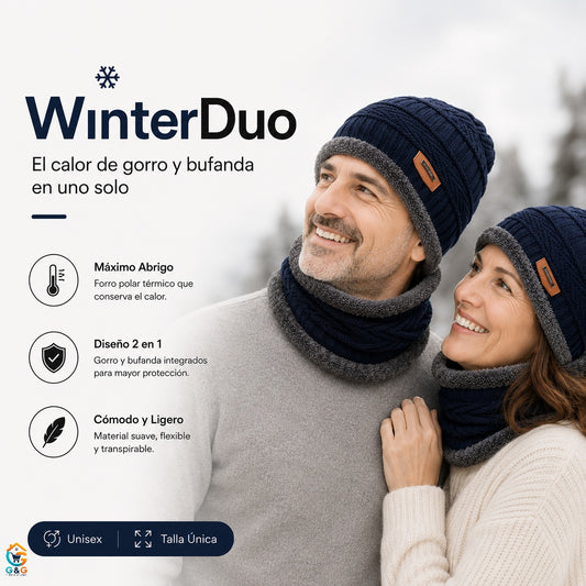 WinterDuo - El calor de gorro y bufanda en uno solo