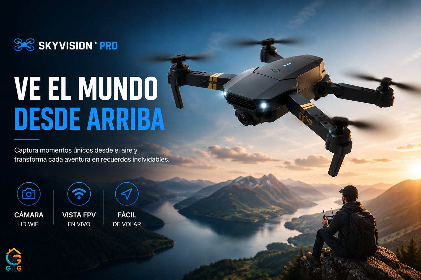 SkyVision™ - Dron Plegable Con Camara Wifi HD