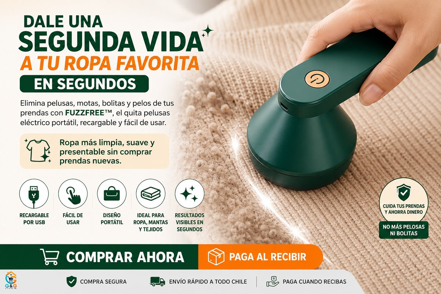 PACK QuitaPelusas Eléctrico + Cepillo a Vapor 3 en 1
