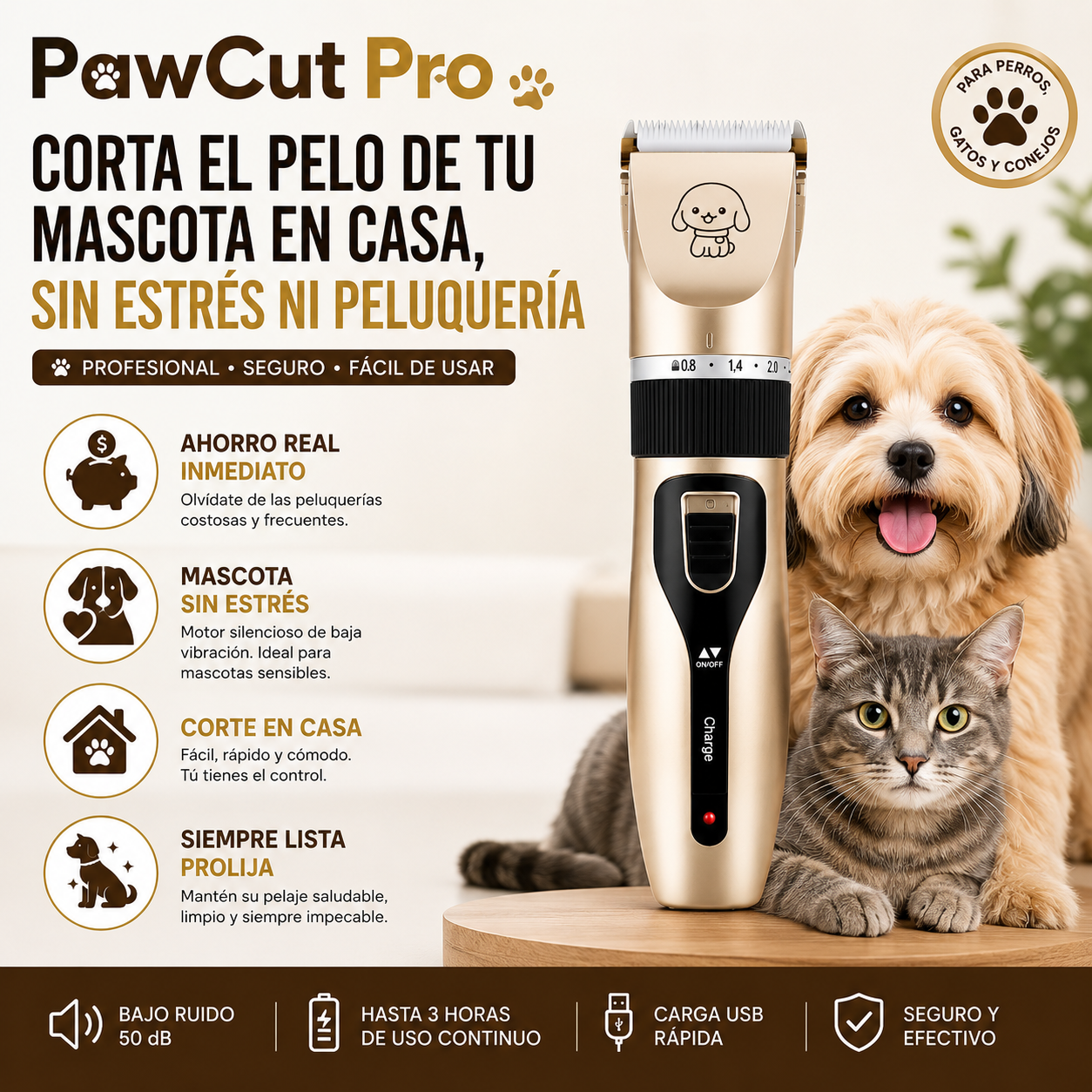 PawCut Pro - Corta el pelo de tu mascota en casa, sin estrés ni peluquería