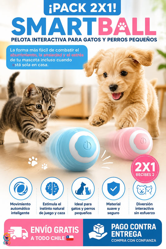Pack 2x1 - SmartBall - Juguete - Pelota para Gatos y Perros Pequeños