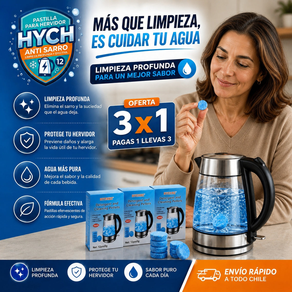 PACK 3 x 1 - PASTILLA HYCH® PARA HERVIDOR - ANTI SARRO (36 Pastillas)