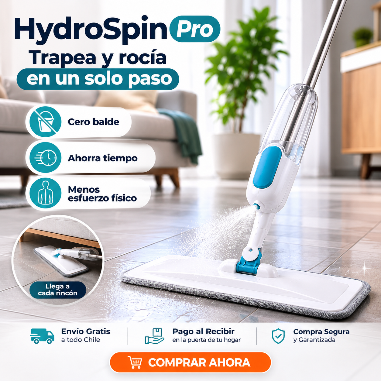 HydroSpin Pro - Trapea y rocía en un solo paso