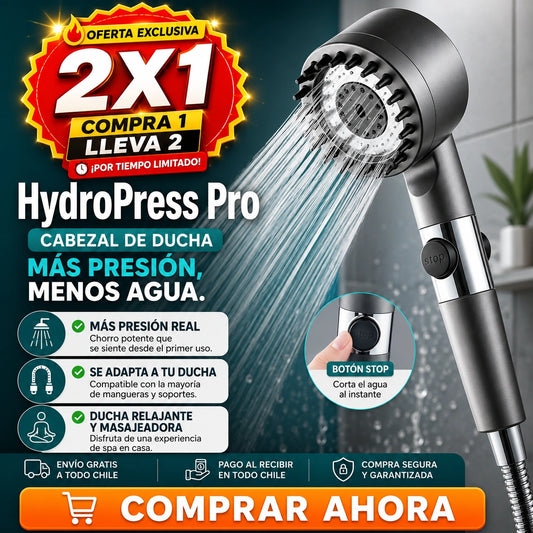 HydroPress Pro (2x1) - Cabezal De Ducha, Más Presión, Menos Agua.