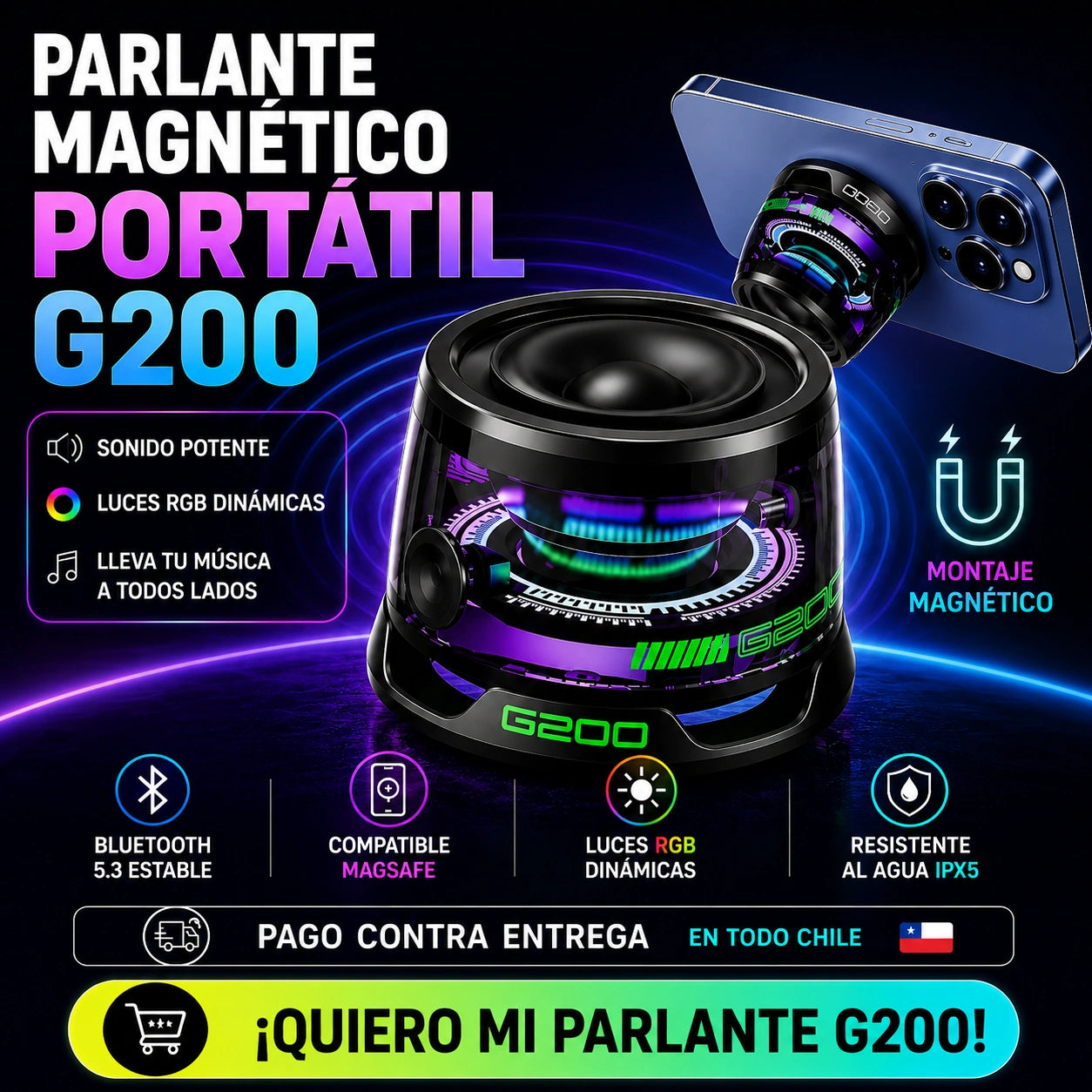 Parlante Magnético Portátil G200