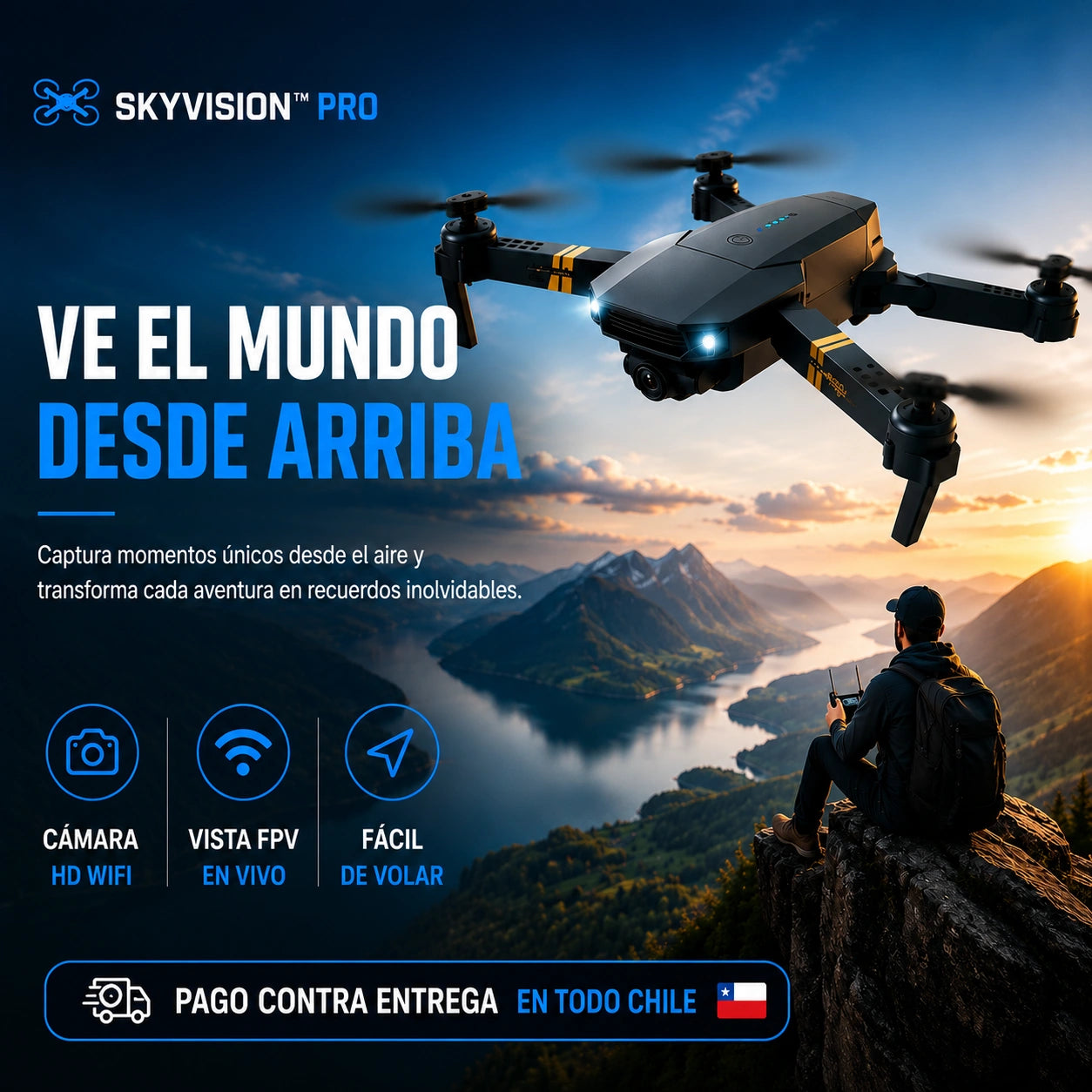 SkyVision™ - Dron Plegable Con Camara Wifi HD