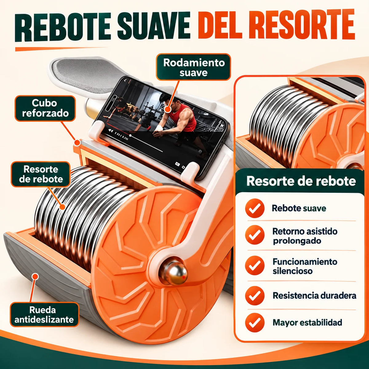 RollAbdominal Pro - Fortalece Abdomen sin Ruido