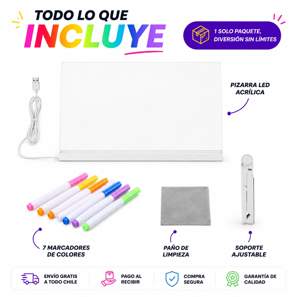 DrawGlow 7Colors- Dibuja, Ilumina y Borra en Segundos