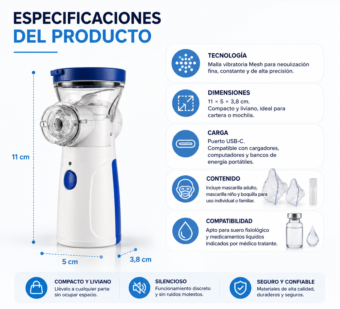 Kit Nebulizador Portátil - Nebulización precisa.