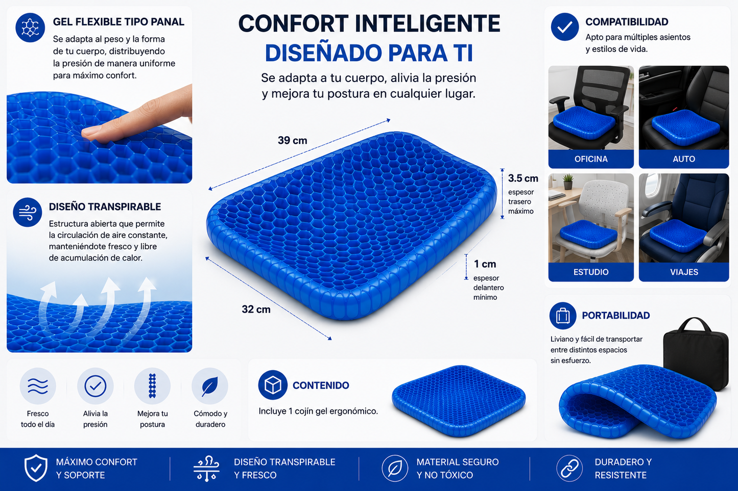 Soft Sitter - Cojín Gel Ergonómico + Regalo
