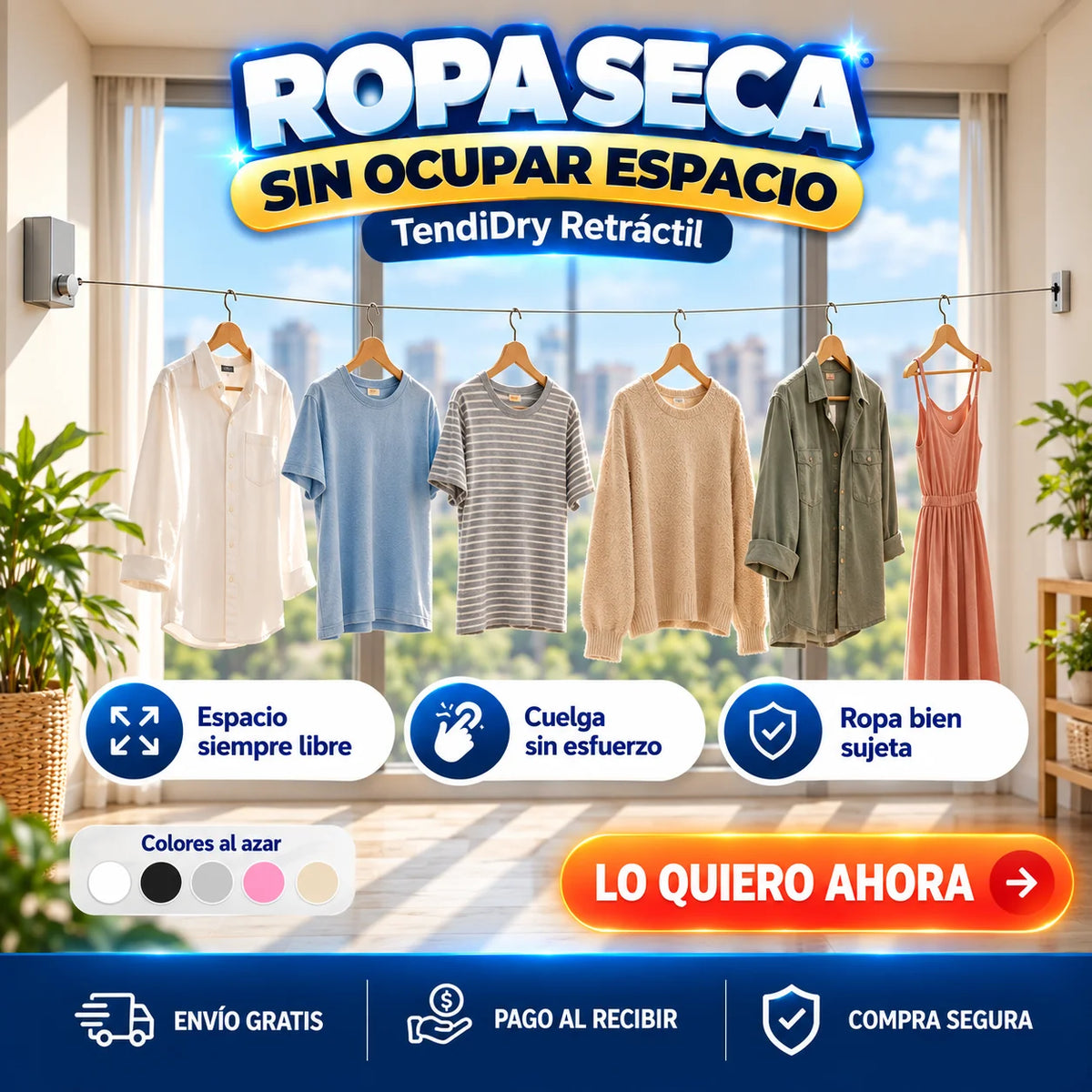 TendiDry Retráctil - Ropa seca sin ocupar espacio