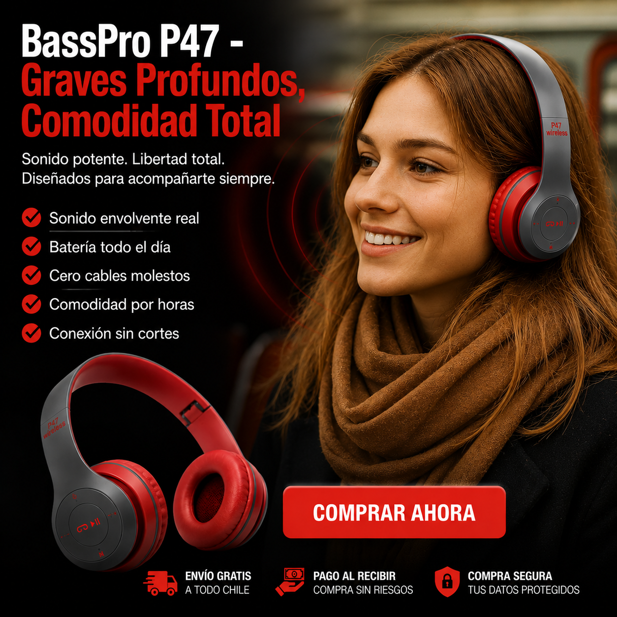 BassPro P47 - Graves Profundos, Comodidad Total