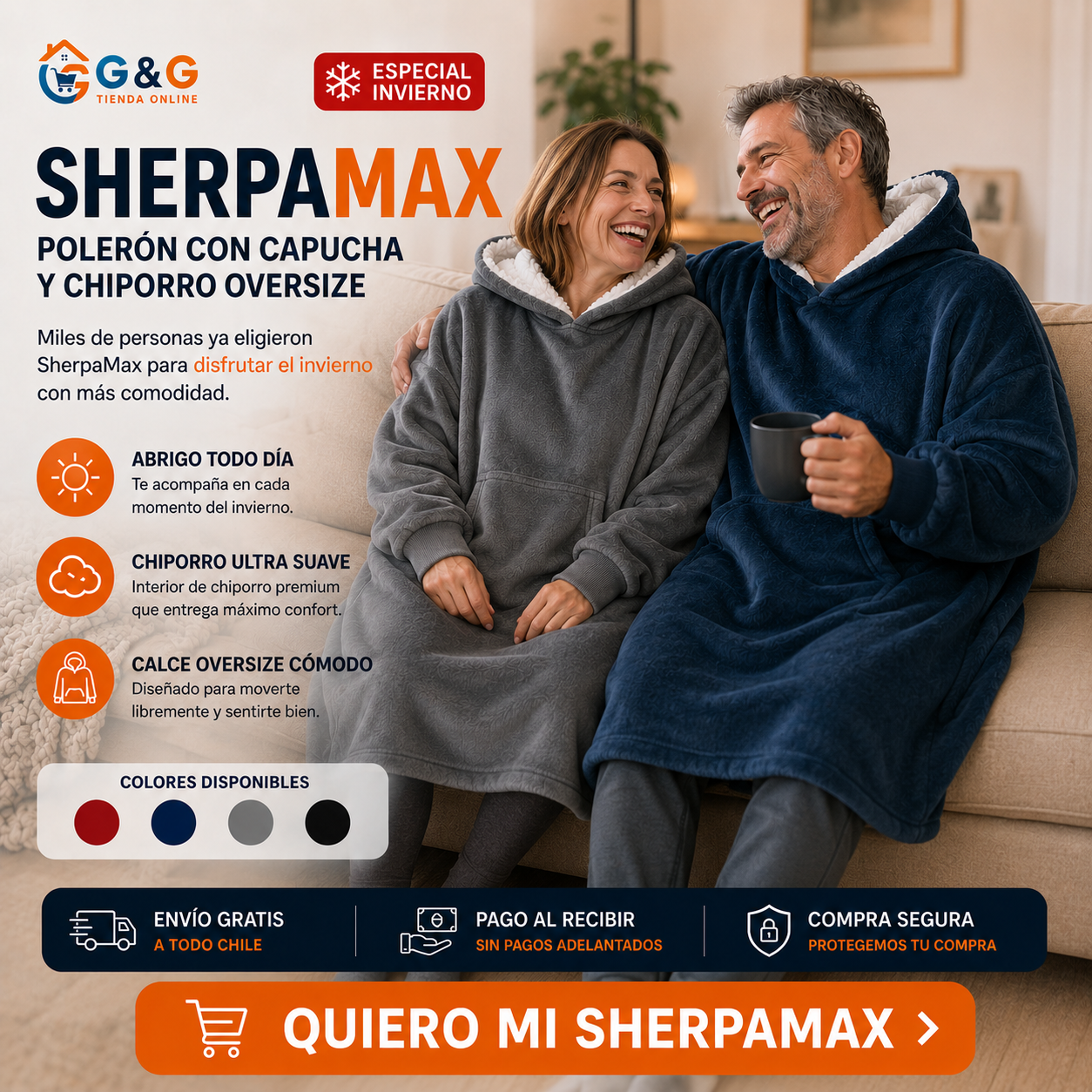 SherpaMax - Polerón con Capucha y Chiporro Oversize