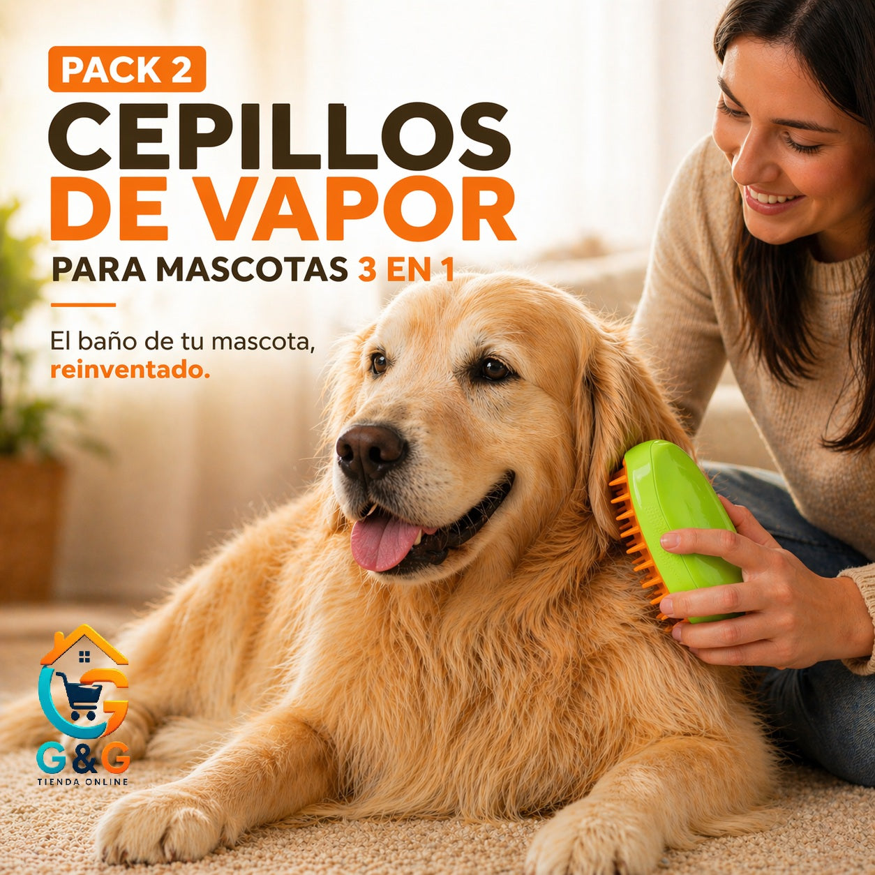 PACK ¡¡2 Cepillos de Vapor para Mascotas 3 en 1!!