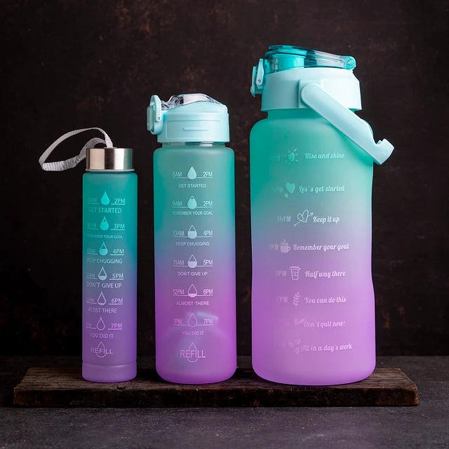 Botella motivacional Triple tapa